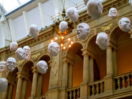 Glasgow, Scotland - heads at the Kelvingrove Art Gallery and Museum - Glasgow Airport car hire