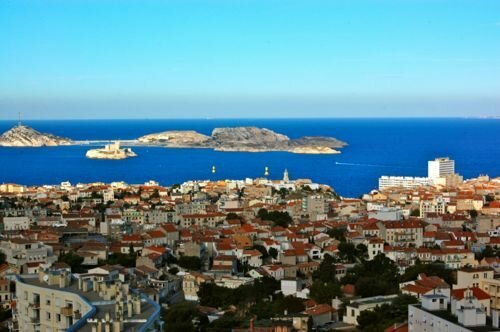 Marseille, France - Notre Dame de la Garde, view of Frioul islands - Marseille car hire