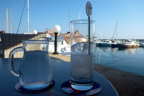 Paphos, Cyprus - Ouzo at the harbour - Paphos car hire