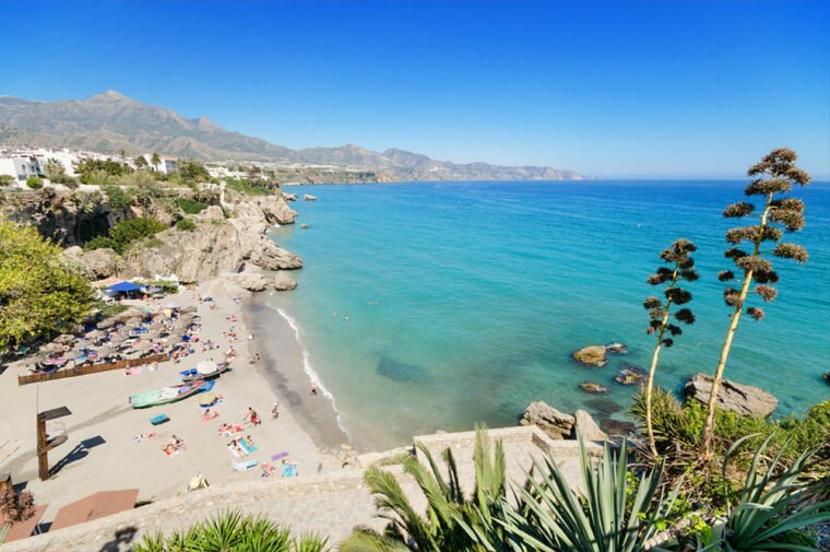 Nerja Beach. Explore the Costa del Sol with a Malaga Airport car hire.